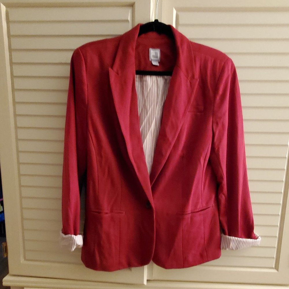 Red knit blazer